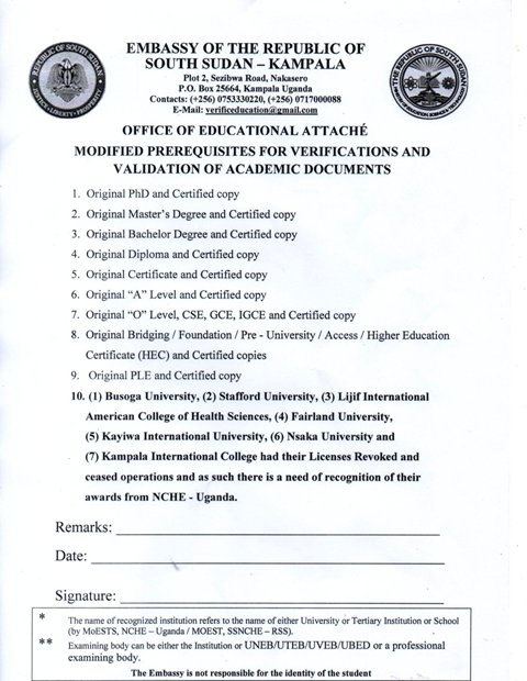 Prerequisites for Verification of Academic Documents-Education Office of the Educational Attaché