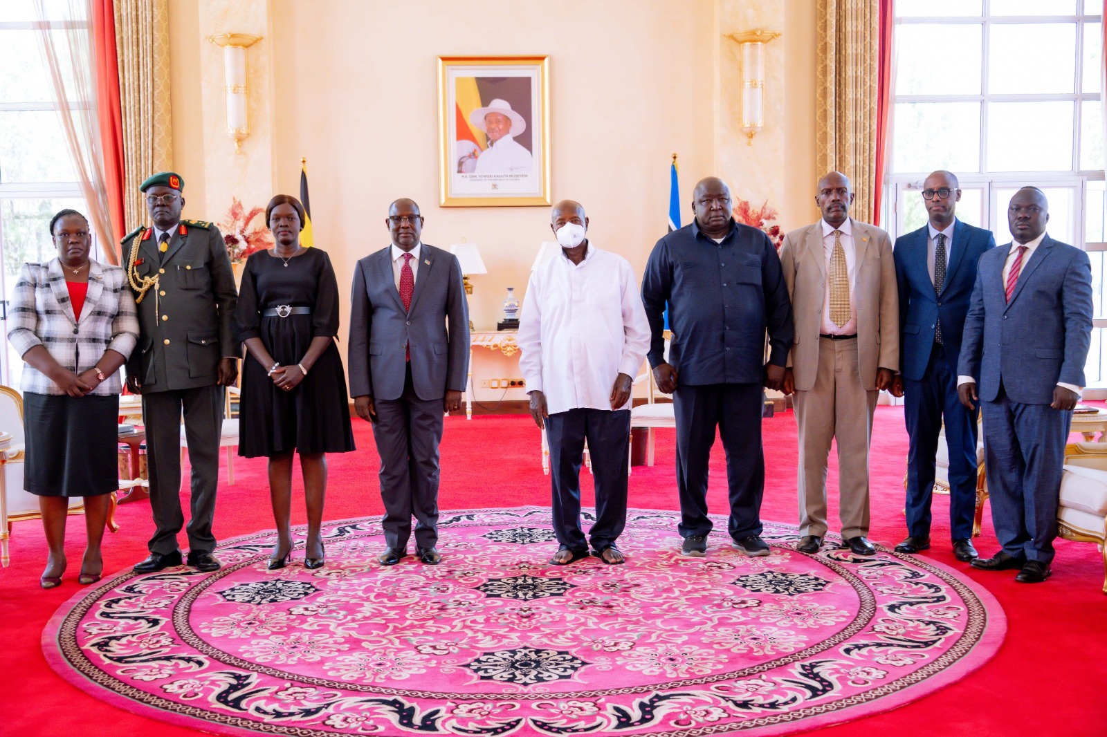 H.E Ambassador Paul Akaro Molong with some Embassy staff after presentation of his credentials.